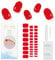 JMEOWIO Gel Toenail Stickers Red Semi Cured Gel Toenail Strips Wraps UV/LED Toenail Supplies Toenail Art Design Decoration Accessories