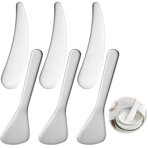 6 Stück Metall Kosmetik Spatel Scoop für Cremespatel Klein Kosmetik Maske Scoop Make Up Gebogenen Spatel Mini Gesichtsmaske Spachtel Löffel Beauty Applikator für Creme Lotionen Feuchtigkeitscremes