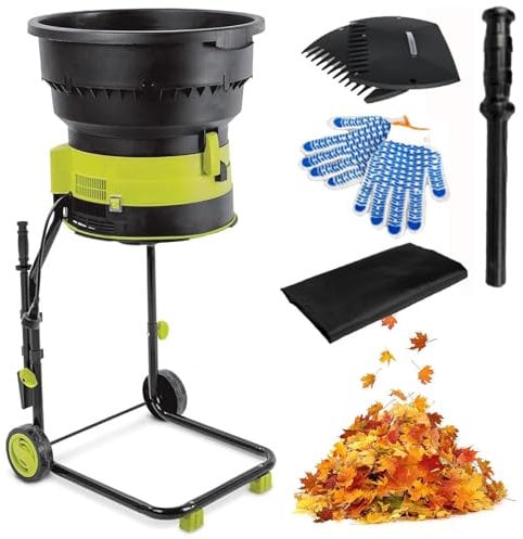SMRHBWXS 2500W Silent Bladeless Shredder,Adjustable Cutting Size with Transport Wheel,Corded Electric for Garden Waste (20m)