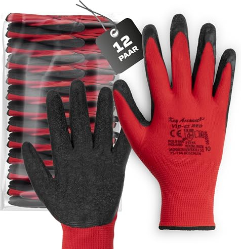Covent Vip-er Red Arbeitshandschuhe Herren Gr 10-12-er Set - EN388 | 2121X, Montagehandschuhe Kategorie II, Bauhandschuhe für Umzugshelfer, Logistiker und Bauarbeiter