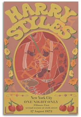 XZCEWSS Poster im Vintage-Stil, Motiv: Harry Styles, dekoratives Gemälde, Leinwand, Wandposter und Kunstdruck, moderne Familienschlafzimmer-Dekoration, Poster, 20 x 30 cm