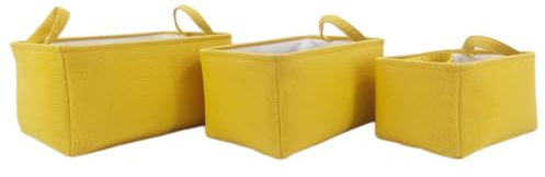 Wambere 1 Stück Aufbewahrungskorb aus Stoff,Aufbewahrungskorb mit Griffen,Lagerkorb Badezimmer Wickeltisch Zubehör Aufbewahrung Organizer Korb für Wohnzimmer Badezimmer Schlafzimmer,Gelb,M