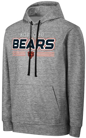 FOCO NFL Herren-Kapuzenpullover, offizielles Lizenzprodukt, Grau, Team-Farbe, Primär-Logo, Wordmark Performance, Victory Stripe