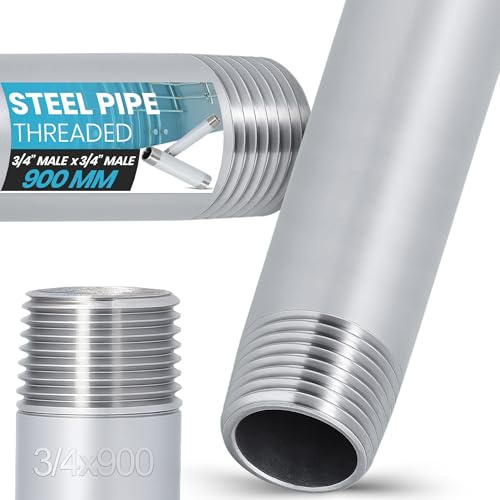Instalguru Raccord Tuyau Fileté Mâle 3/4'' Pouce 900 mm Nipple Acier Inox Filetage Rallonge Conique Raccordement Installation Plomberie Chauffage Haute Pression