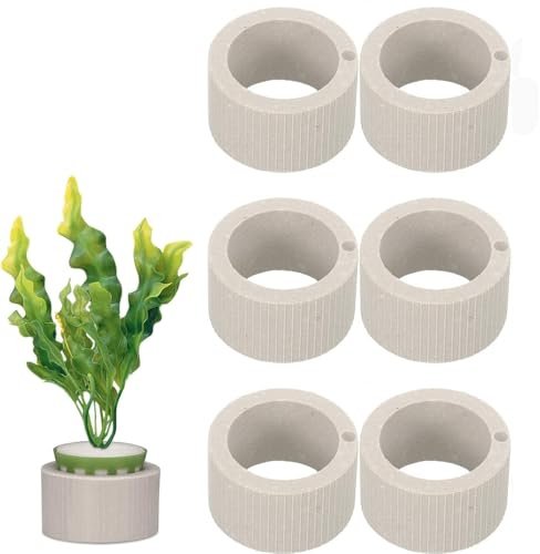 AXYOUCUN 6Pcs Ceramic Underwater Plant Cups Aquatic Plant Holders Fixed Rings for Fish Tank Aquarium Landscape Sturdy Fixing Base for Pools Ponds