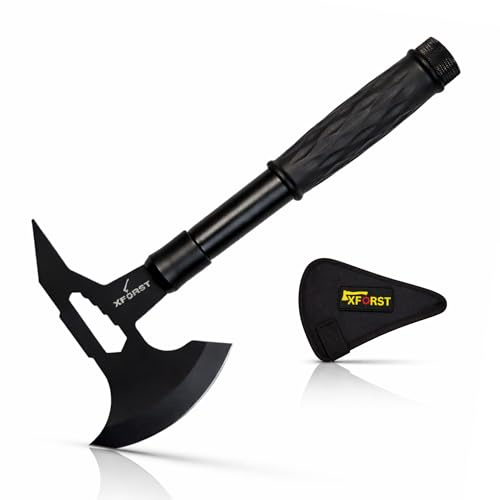 Xforst TM1 Ascia Compatta da Campeggio con Fodero – Ascia Smontabile in 2 Pezzi in Acciaio al Carbonio, Impugnatura Antiscivolo – Ideale per Giardino, Outdoor e Bushcraft