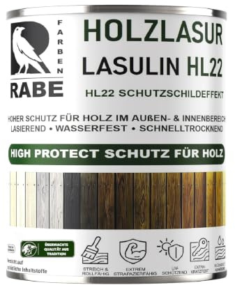 RABE Holzlasur Lasulin HL22 High Protect Holzschutz Dickschichtlasur Außen Gartenholz Lasur lasierende Farbe (2,5 Liter, 1566 Eiche mittel)