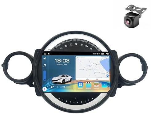 Android 15 Car Radio para BMW Mini Cooper JCW R56 R60 R51 2006 2007-2015 NAVEGACIÓN GPS con Pantalla Táctil 9 Pulgadas Reproductor Multimedia Autoradio FM Carplay Android Auto (Y4 8Core 4+64G)