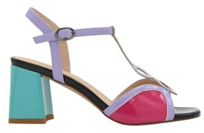 Azarey SANDALIA LILA MULTICOLOR DE TACÓN CUADRADO CON TIRA T - (Talla 37)