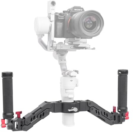 DIGITALFOTO Ares ZEJIS - Mango Doble con Muelle de Eje, amortiguación Flexible Desmontable, Mango de Doble Agarre Compatible con ZHIYUN Crane 2/Plus/V2 MOZA FEIYU dji Ronin S 3 Axis Gimbal