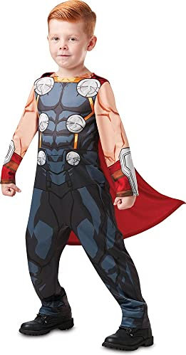 RUBIE'S Avengers Officiel - Déguisement Classique Thor Enfant - Taille L - 7-8 ans - 117 à 128 cm - Costume Combinaison Bleue et Cape Rouge - Pour Halloween, Carnaval - Idée Cadeau de Noël