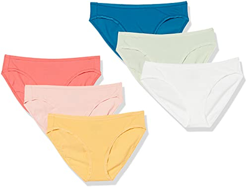 Amazon Essentials Women's Cotton Bikini Brief Underwear (Available in Plus Size), Pack of 6, Pretty Colour Pops, 12