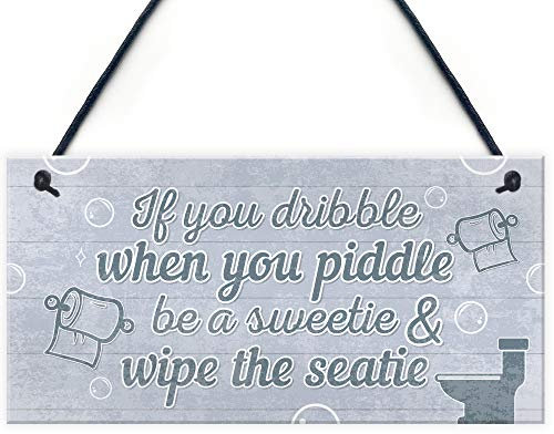 RED OCEAN Nautical Quirky Grey Bathroom Signs Funny Wipe The Seatie Toilet Door Loo Wall Plaque Gift