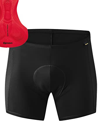 Gonso Sitivo U M, Herren Fahrradunterhose, Passt unter alle Rad-Shorts, Tights mit Sitivo Red Sitzpolster mit Poron-Elementen, Enganliegende Passform, Schwarz/Rot, Gr. XL