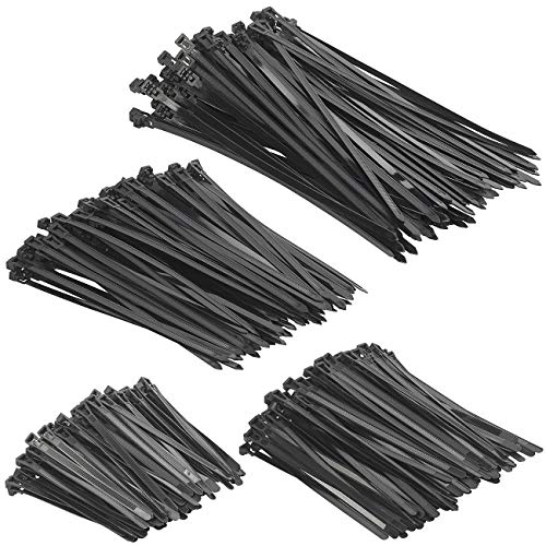 AGT Halter für Kabel: 400er-Set wiederverschließbare Kabelbinder, 150/200/250/300 x 7,6 mm (Kabelhalter)