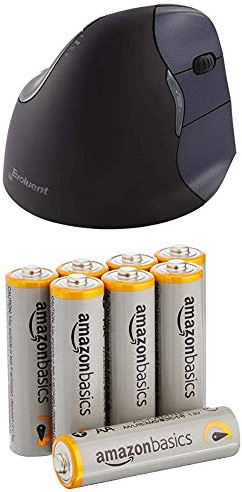 Evoluent Right Handed Wireless Vertical Mouse with Amazon Basics Batteries