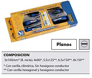 Alyco Alyco 119057 Juego de 5 Destornilladores Punta Plana Caja Carton
