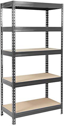 Floordirekt- Schwerlastregal - | 6 Farben| - Kellerregal, Lagerregal, Regal mit Stahlgestell,bis 875 kg belastbar, 5 verstellbare Ablagen (220x90x60 cm, Anthrazit-Grau)