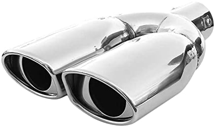 Universell Auspuffblende Doppelrohr Endrohr Edelstahl Auto Endrohrblenden Auspuffendrohr Auspuffrohr Tuning Schalldampf Blende Sport Oval Chrom Auspuffspitzen