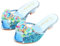 Monissy Frozen Principessa Elsa Mules Tacco Alto Pantofola Bocca di Pesce Paillettes Due Fiocchi di Pelle Elsa Distintivo Distintivo Perline Colorate con Intarsio di Cristallo Scarpe，Blu,37