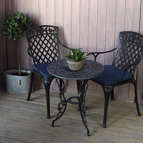 Lazy Susan London Rose Bistrotisch | Rund | 2-Sitzer | wartungsfrei | leicht | wetterfest | Sandguss-Aluminium | bronzefarben