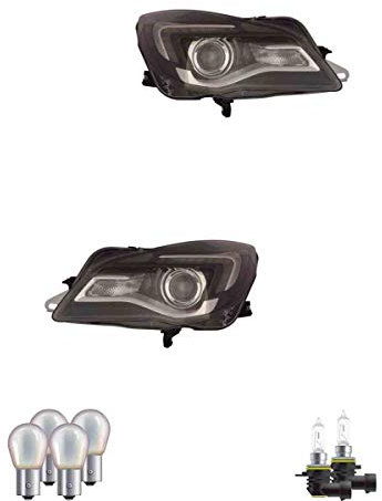 EISENFELS Bundle Set 70799704 Scheinwerfer rechts & links + Leuchtmittel PY21W Diadem Chrome + HIR2 Classic kompatibel mit Insignia A Caravan G09