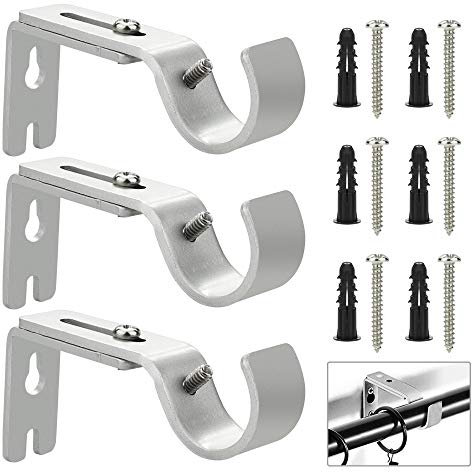 BUZIFU 3 Stücke Verstellbare Wandhalterung Gardinenstange Halterung Vorhangstangenhalterungs-Set Verstellbare Vorhangstange Metallvorhangstangen für Gardinenstangen Durchmesser innerhalb von 1 Inch