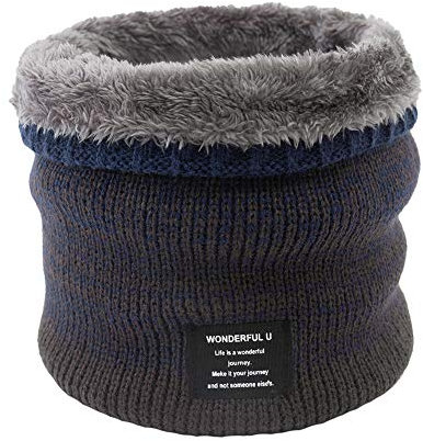 MoreChioce Unisex Strickschal, Winter Warm Schlauchschal Loop Schal Gestrickter Nackenwärmer Windstopper-Schal mit Fleece innen Hals Warmer zum Skifahren Motorrad Radfahren Wandern,Meer Blau