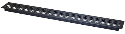 ALUSFERA Griglia Aerazione Rettangolare 60 x 484 mm - Griglia Ventilazione in Alluminio - Accessori Per Mobili da Montare Autonomamente - Grata Aerazione per Mobili - 1 pezzo - Nero