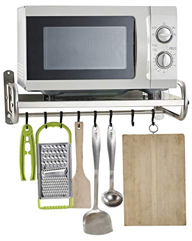 Microwave Oven Rack Regal, Wandhalterung FüR KüChe Mikrowelle Backofen Wandhalterungen Edelstahl Universal Regal Mikrowellenhalterung - L58cm