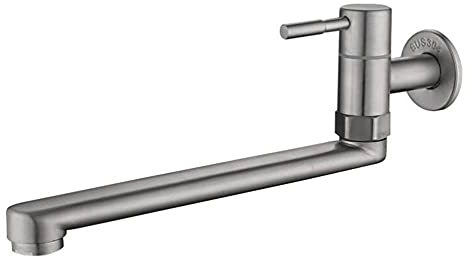 Küchenarmatur Wandmontage Kaltwasser Edelstahl Schwenkbar Wasserhahn Küche Gebürstet-B