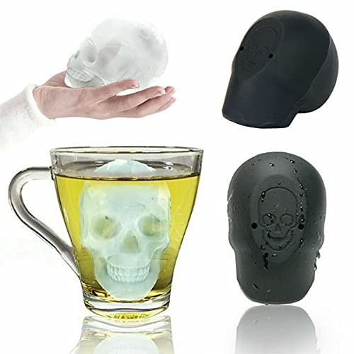 NganSuRong Big Skull Shape 3D Ice Cube Mold Maker Mould Silicone Tray Chocolate Fondant Jelly Whisky Bar Party Cocktails Beer Black