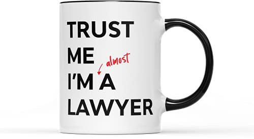 Mugglife Trust Me I'm Almost A Lawyer Mug - Perfect Present Office Gift Heavy Duty Ceramic Handle Coated Dishwasher Microwave Safe (Black Handle)