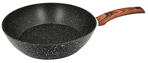 ORYX Sarten Honda Aluminio Forjado Antiadherente Acabado Piedra Ø 28 x 7,5 cm, Mango Engomado