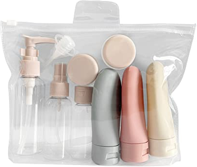 Travel Bottles for Toiletries, 11 PCS Leak Proof Refillable Squeezable Containers Set, Empty Plastic Travel Size Bottles for Shampoo, Conditioner, Cosmetic, Shower Gel