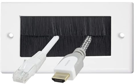 Auline Black Brush White Surround Double Twin 2 Gang Wall Outlet Cable Entry Plate Tidy Mount Face Plate Wall Plate (1)