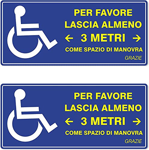 TLDSHOP® - Kit 2 Adesivi DISABILI INVALIDI - Spazio di Manovra - PVC Adesivo Resistente per Uso Esterno