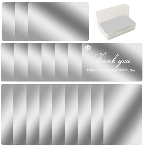 FONLAND Tarjetas de Visita, 100Pcs Placa de metal anodizado para tarjetas de visita, 10 Colores Impresionantes Blanks Marca láser Grabado Metal Liso Negocios Visita Tarjetas de Nombre (Plata)