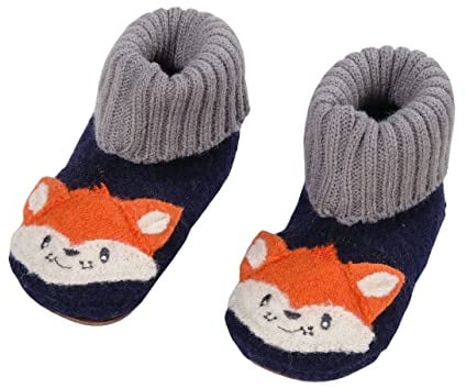 maximo Lauflernschuhe Jungen und Mädchen, Anti-Rutsch-Sohle, Navy-terrakotta, Motiv Fuchs, Strickbund, Wolle (eu_Footwear_Size_System, Infant, Numeric_Range, medium, Numeric_19, Numeric_20)