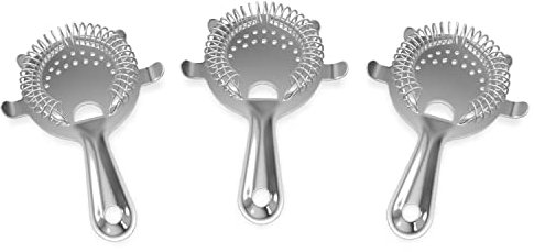 Metal Magery Stainless Steel Hawthorne Strainer 4-Prong Cocktail Bar Strainer Pack of 3