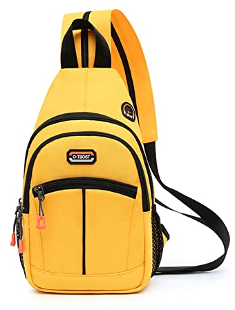 FANDARE Unisex Brusttasche Sling Bag Schulrucksack Sporttasche Herren Damen Schulranzen Umhängetaschen Crossover Rucksack Schultertasche für Outdoor Reisen Camping Wanderrucksäcke Daypacks Gelb