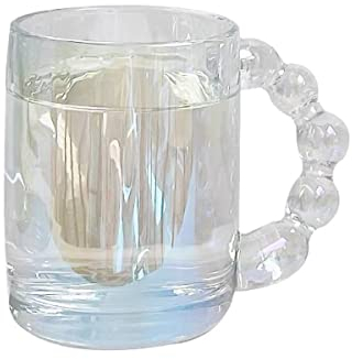 HolaJia 320 ml (11 oz) Kaffeetasse aus Glas, schöner Perlengriff, niedliche Tassen, Glaswaren für Tee, Cappuccino, Latte, Müsli, Joghurt, Milch, Geburtstag, Mutter, Weihnachten (Farbfokus)