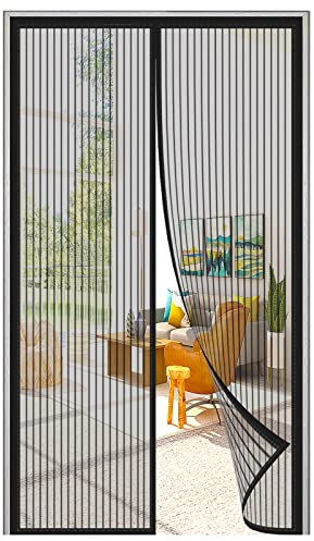 LAUDS Magnet Fliegengitter Tür Insektenschutz BalkontüR Magnetischer Fliegenvorhang Selbstklebend Magnetischer Moskitonetz Ohne Bohren,für Balkon Terrassen-Black-a|| 70x200cm(27x78inch)