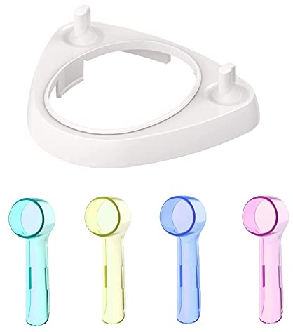 Base Supporto Porta Testine per Spazzolino Spazzolino Elettrico- con 4 Custodie Antipolvere per Testine Oral-B (B)