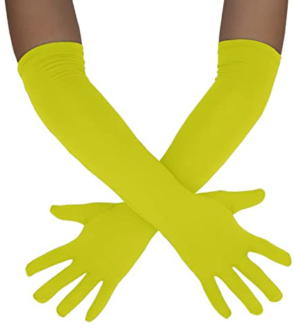 Sheface Lange Handschuhe für Herren und Damen, 45,7 cm, Spandex, dehnbar, Bankett, Party, Hochzeit, Kostüm, gelb, Einheitsgröße