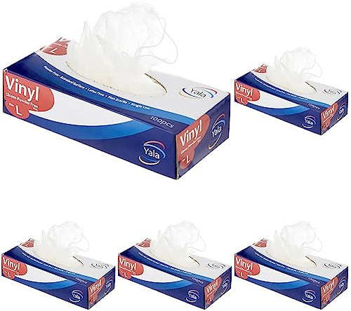 Yala GL6623 Vinyl Gloves, Powder Free, Large (Pack of 500)