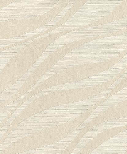 Rasch Sky Lounge 608038 Papier peint intissé Beige avec vagues et effet changeant