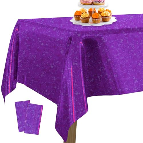 PartyWoo Folientischdecke Lila, 2 STÜCK Irisierende Tischdecke mit Punkten, 137 x 274 cm/ 54 x 108 Zoll Rechteckige Tischdecke Abwaschbar für 6 bis 8 Fuß Tisch, Tischdecke für Geburtstag, Hochzeit