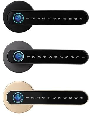 Electronic Finger Print Password Smart Handle Door Lock For Room Tuya BLE Remote Control (Color : Gold)