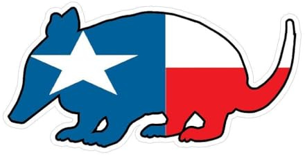 Armadillo Texas USA-Umriss Flagge D206 Autoaufkleber 15 cm | Weitere Motivbegriffe: State; Länder- oder Regionenmotiv auf selbstklebender Folie für Fahrzeug und glatte Oberflächen